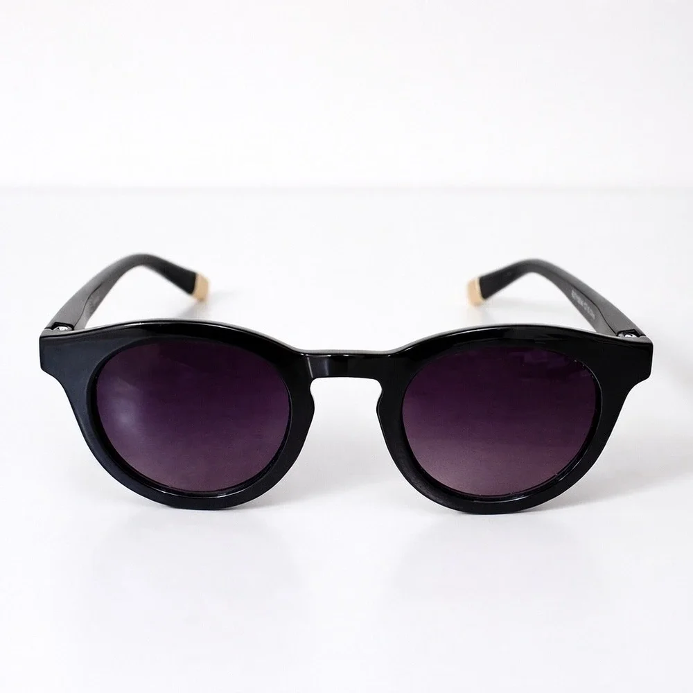 RS Eyeshop Ryan Simkhai Round Sunglasses Black Purple Lens Unisex Minimal Modern
